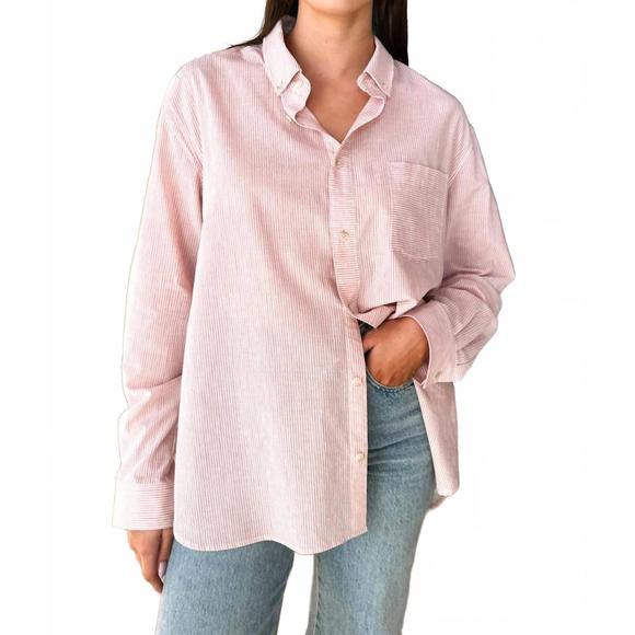 NEW EMERSON FRY ryan shirt in rose stripe - Picture 1 of 4